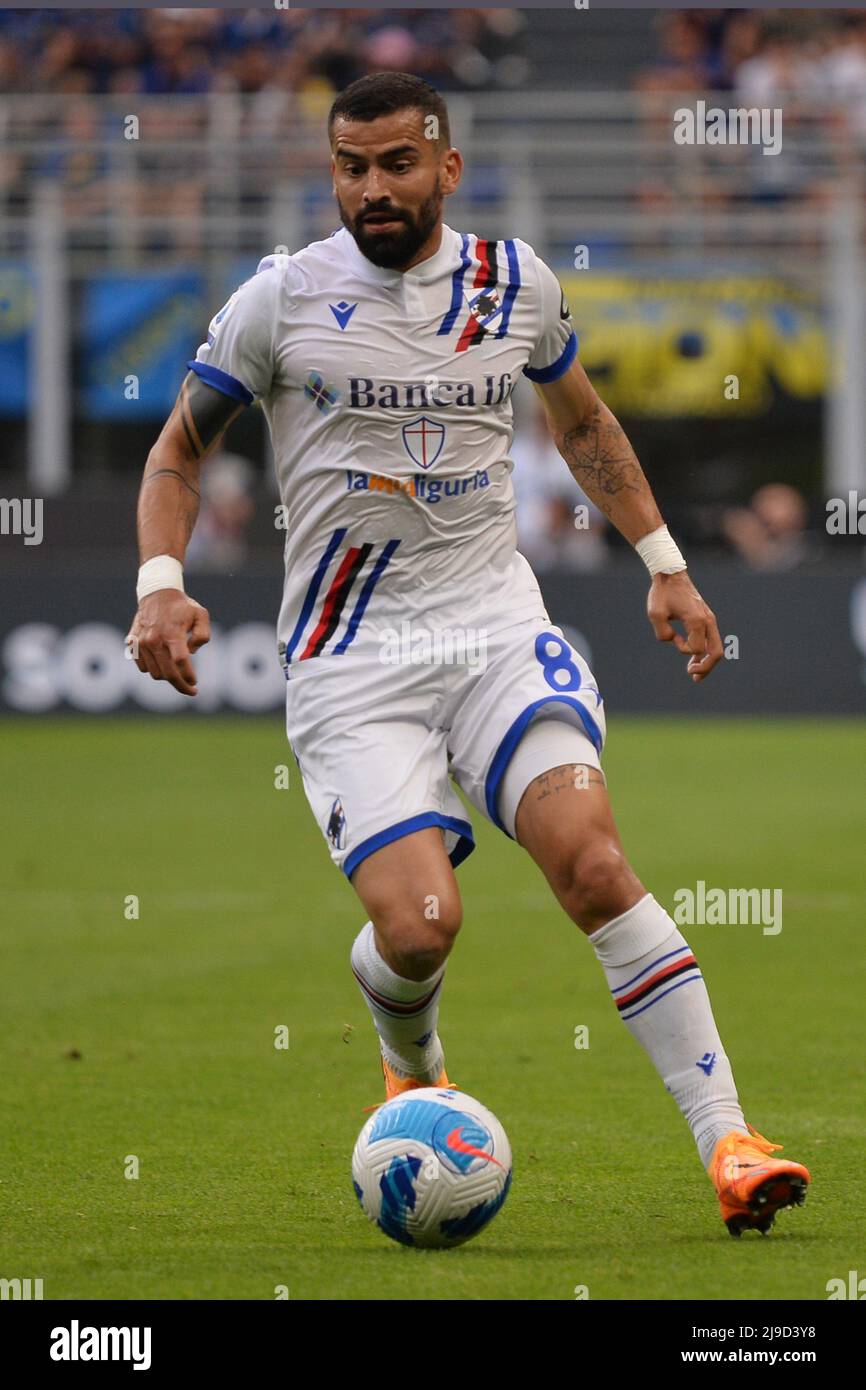 Foto Alberto Gandolfo/Lapresse 22 Maggio 2022 Milano (Italia) Sport Calcio Inter vs Sampdoria - série A 2021/2022 - Stadio San Siro Nella Foto: Tomas Rincon (UC Sampdoria) photo Alberto Gandolfo/Lapresse 22 mai 2022 Milan (Italie) Sport Soccer Inter vs Sampdoria - série A 2021/2022 - Stadio San Siro dans le pic: Tomas Rincon (UC Sampdoria)(photo: La presse / PRESSINPHOTO) Banque D'Images