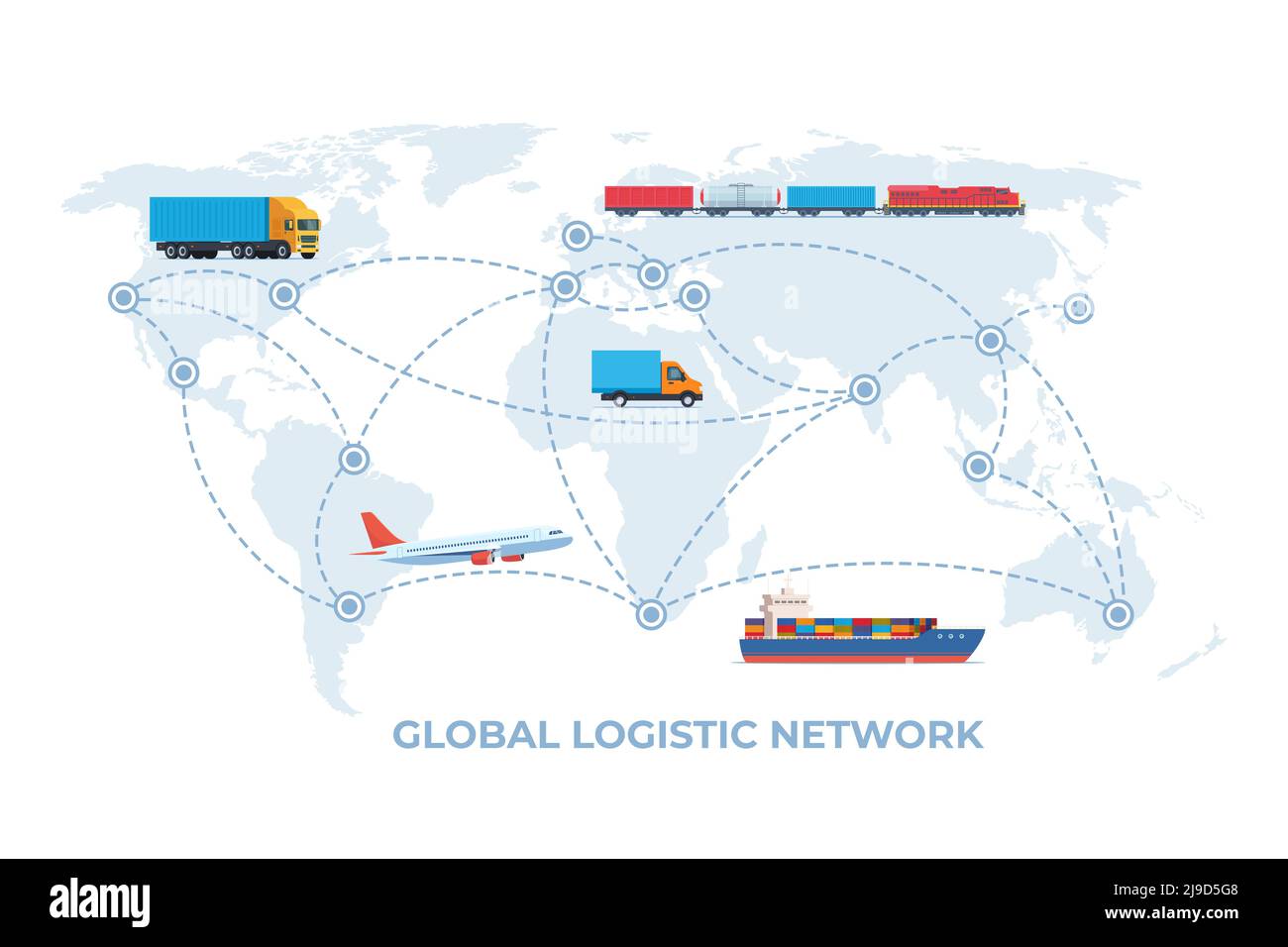 Concept de transport de la logistique du fret. Réseau logistique ...