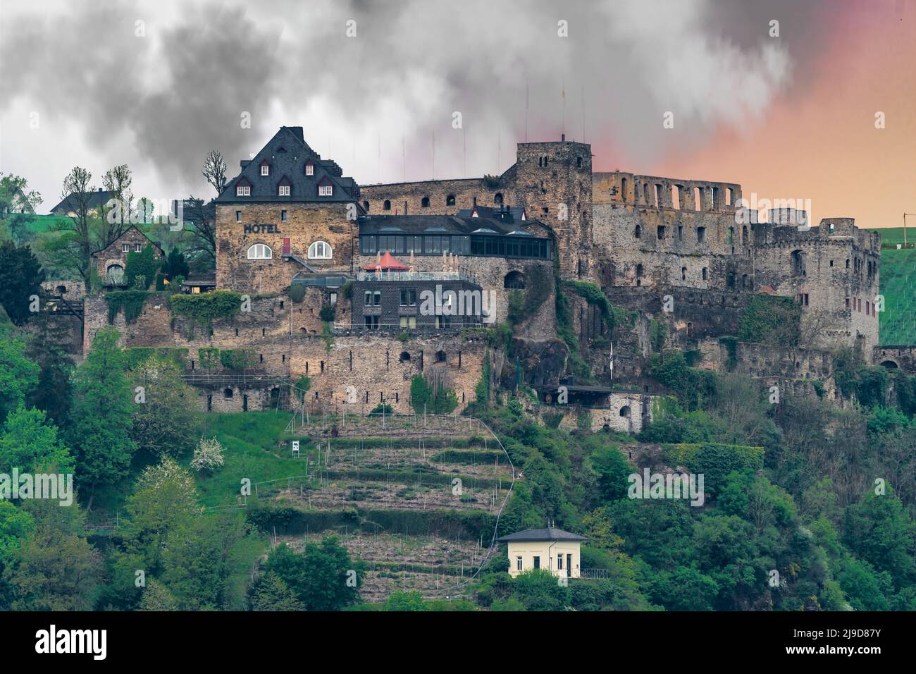 Ruines du château de Rheinfels sur le Rhin en Allemagne Banque D'Images