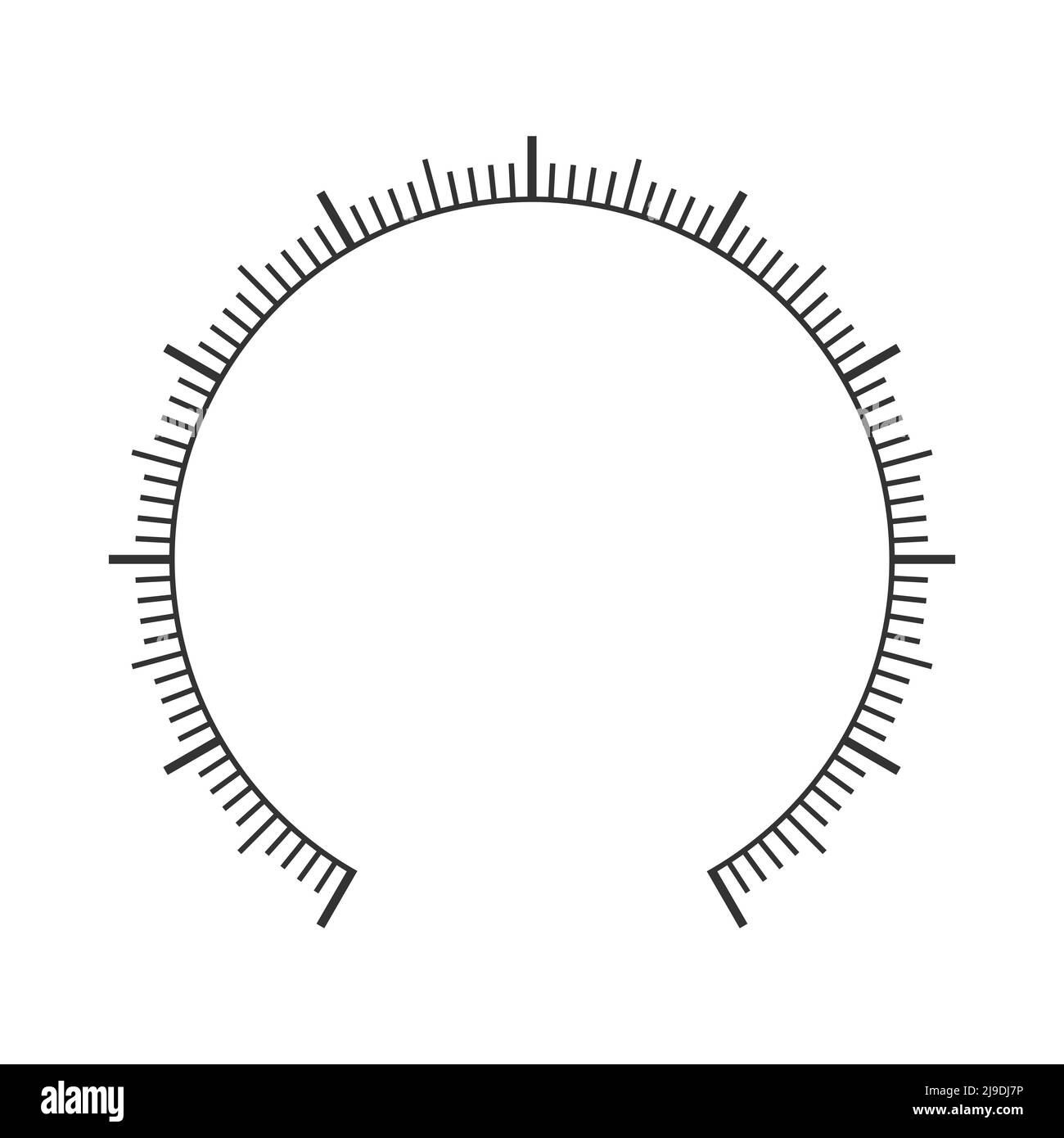 Échelle de mesure ronde. Manomètre, baromètre, indicateur de vitesse, tonomètre, modèle de thermomètre, de navigateur ou d'indicateur isolé sur fond blanc. Illustration graphique vectorielle Illustration de Vecteur