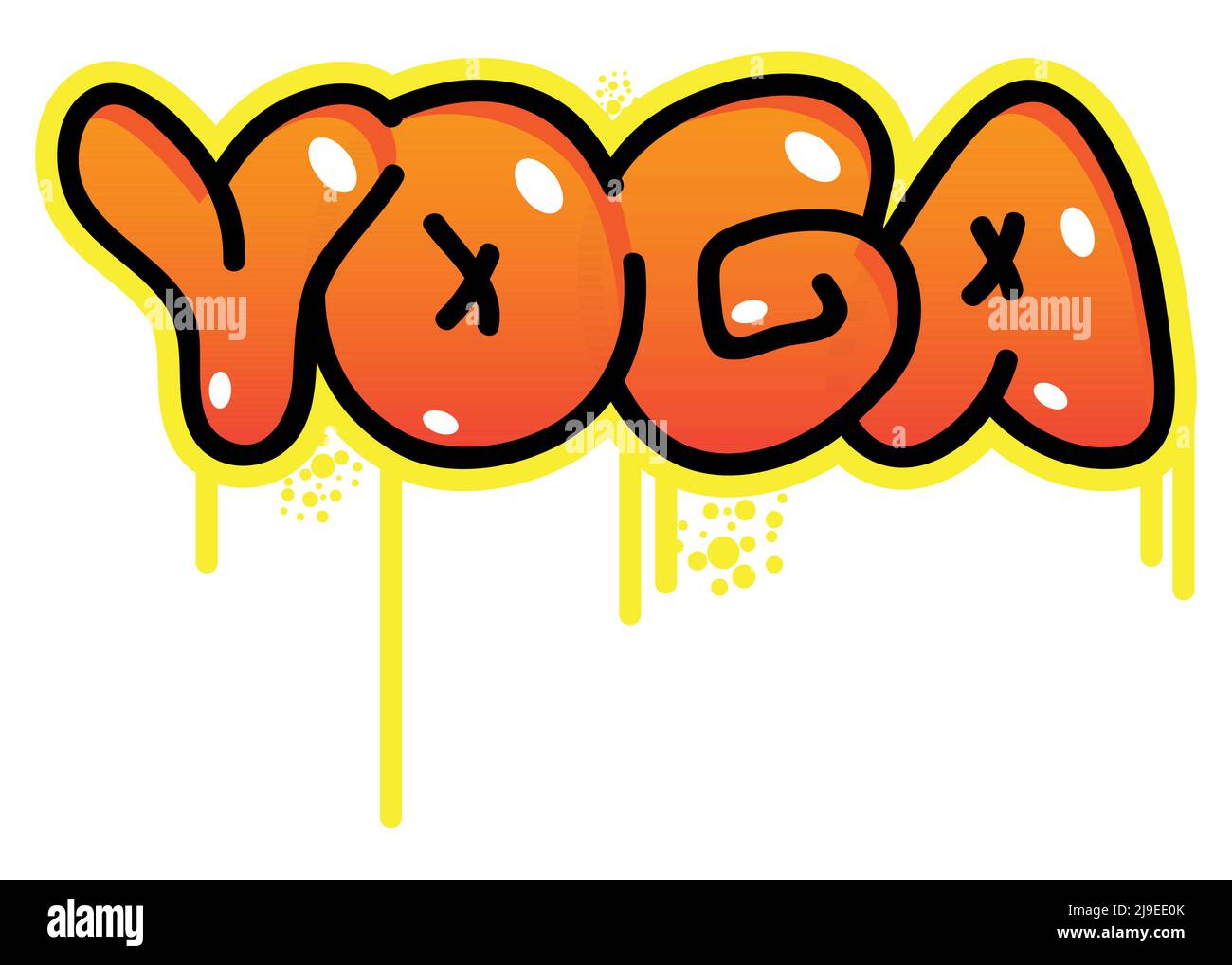 Yoga. Balise Graffiti. Décoration moderne abstraite d'art de rue réalisée dans le style de peinture urbain. Illustration de Vecteur