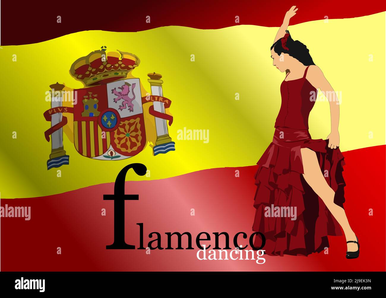 Belle jeune femme dansant le flamenco. Illustration 3d vectorielle Illustration de Vecteur