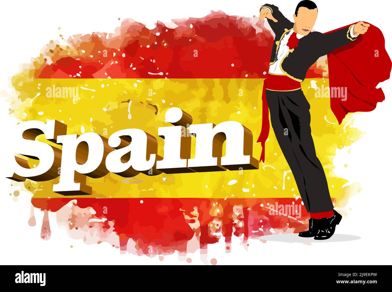 Le symbole de l'Espagne en image de drapeau. Illustration de Vector 3D Illustration de Vecteur