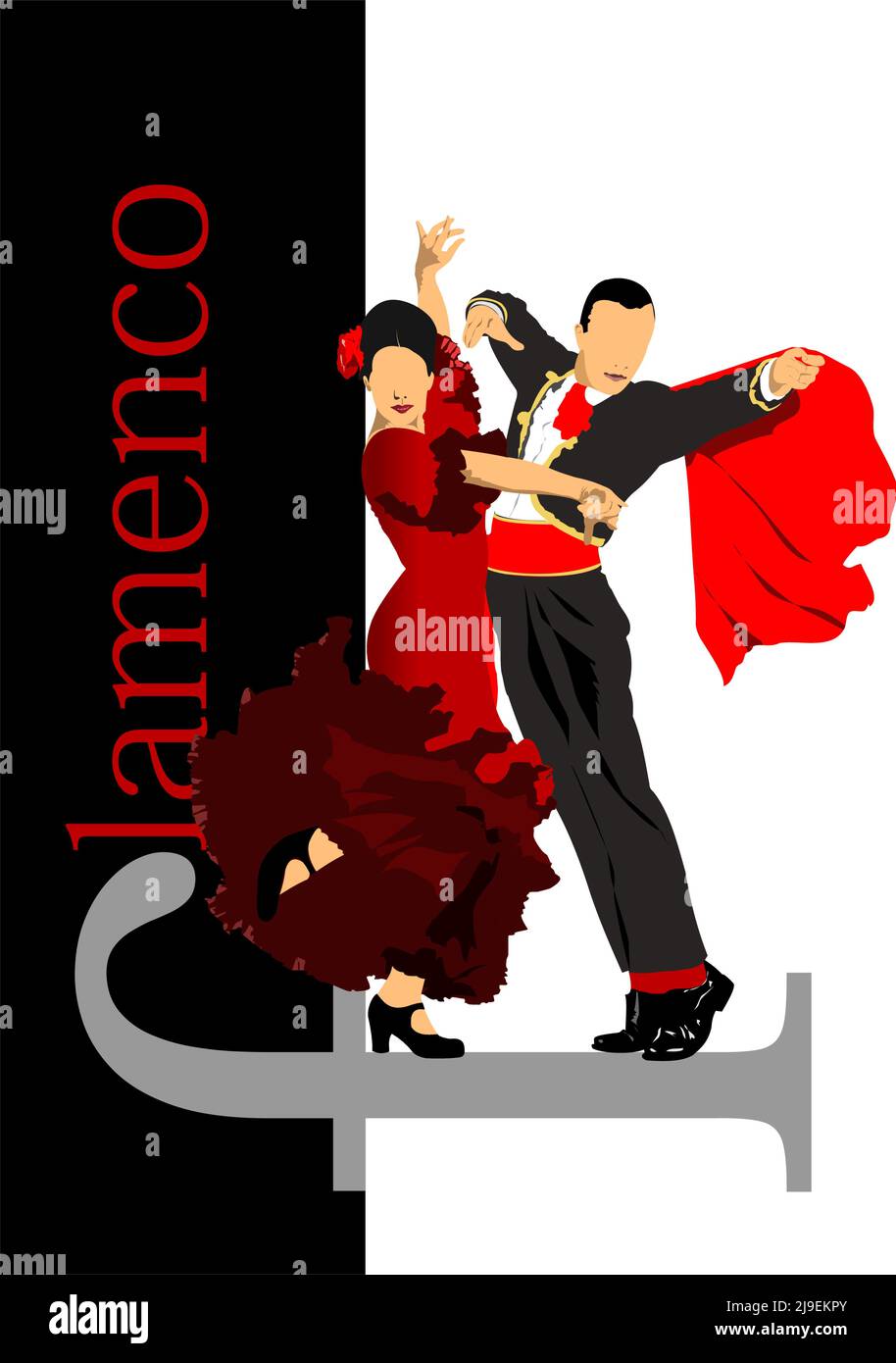 Jeune couple dansant le flamenco. Illustration de Vector 3D Illustration de Vecteur
