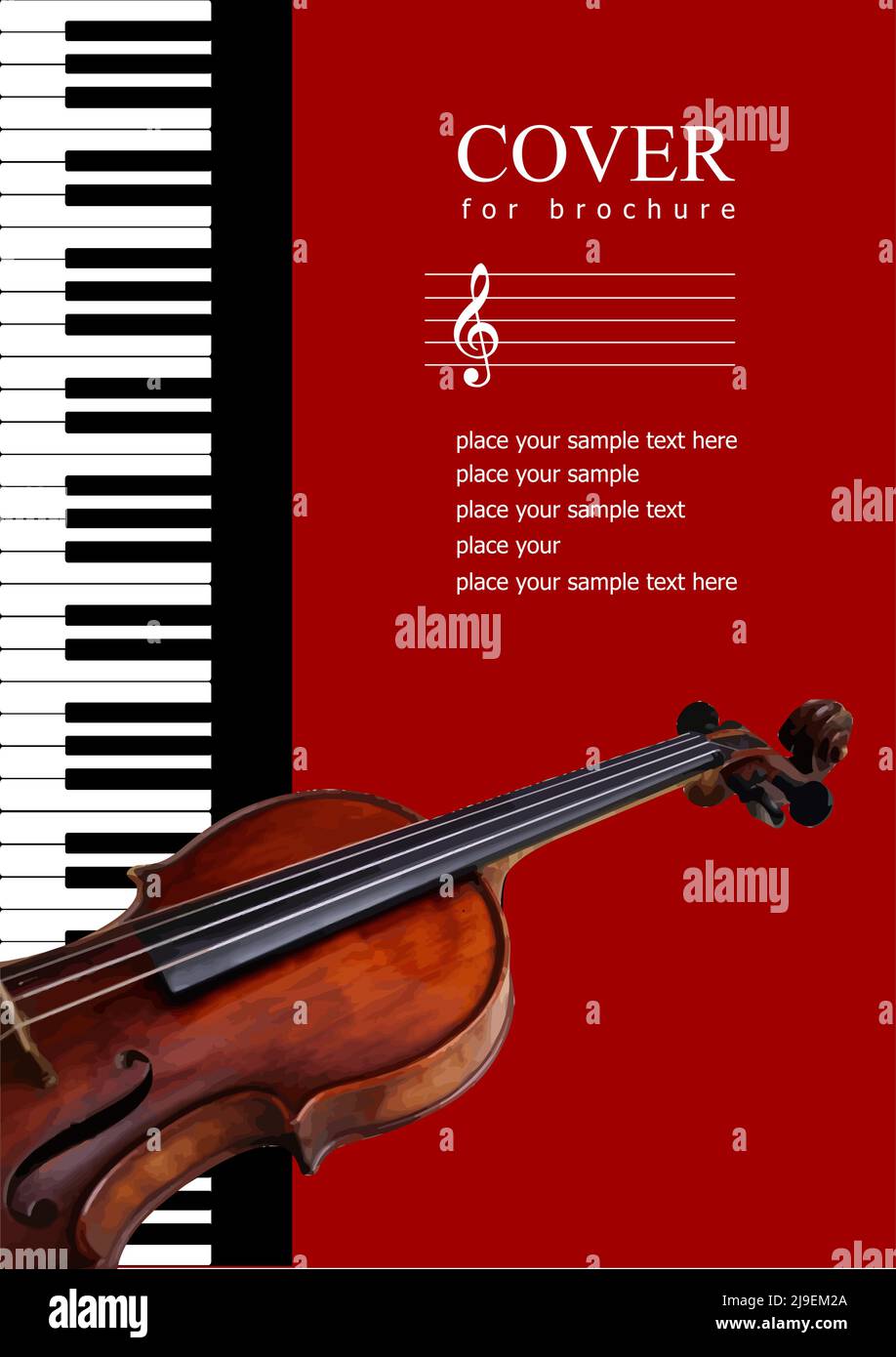 Piano avec violon. Illustration de couleur Vector 3D. Couverture du livre Illustration de Vecteur