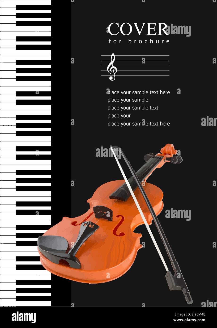 Piano avec violon. Illustration de couleur Vector 3D. Couverture du livre Illustration de Vecteur