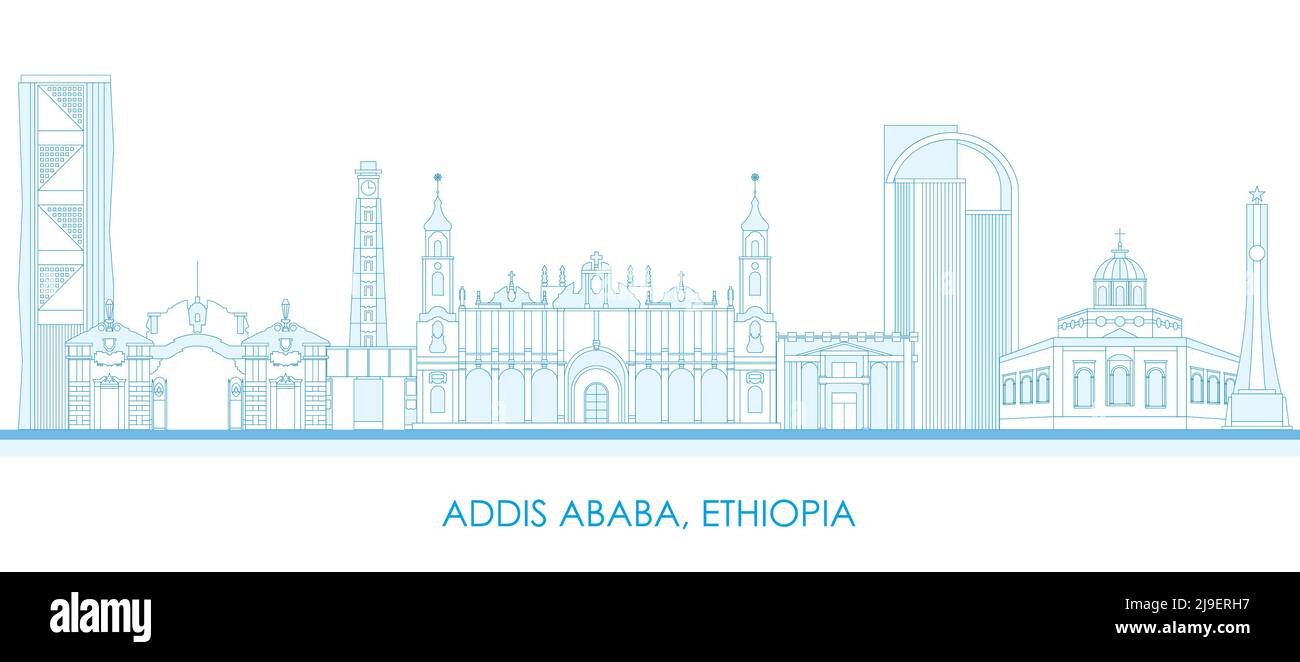 Outline Skyline panorama de la ville d'Addis-Abeba, Ethiopie - illustration vectorielle Illustration de Vecteur