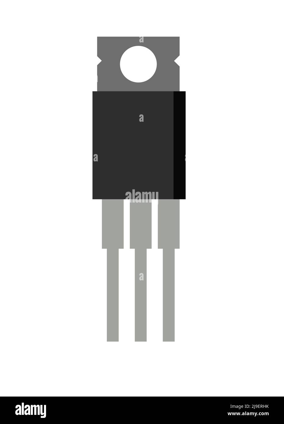 Transistor à trois contacts. Élément du circuit radio. Objet isolé sur fond blanc. Détails de l'électronique. Vecteur. Illustration de Vecteur