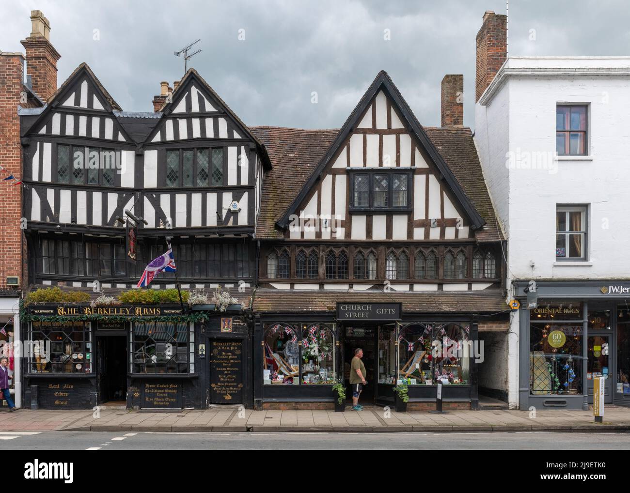 Vieux bâtiment noir et blanc Tewkesbury Banque D'Images