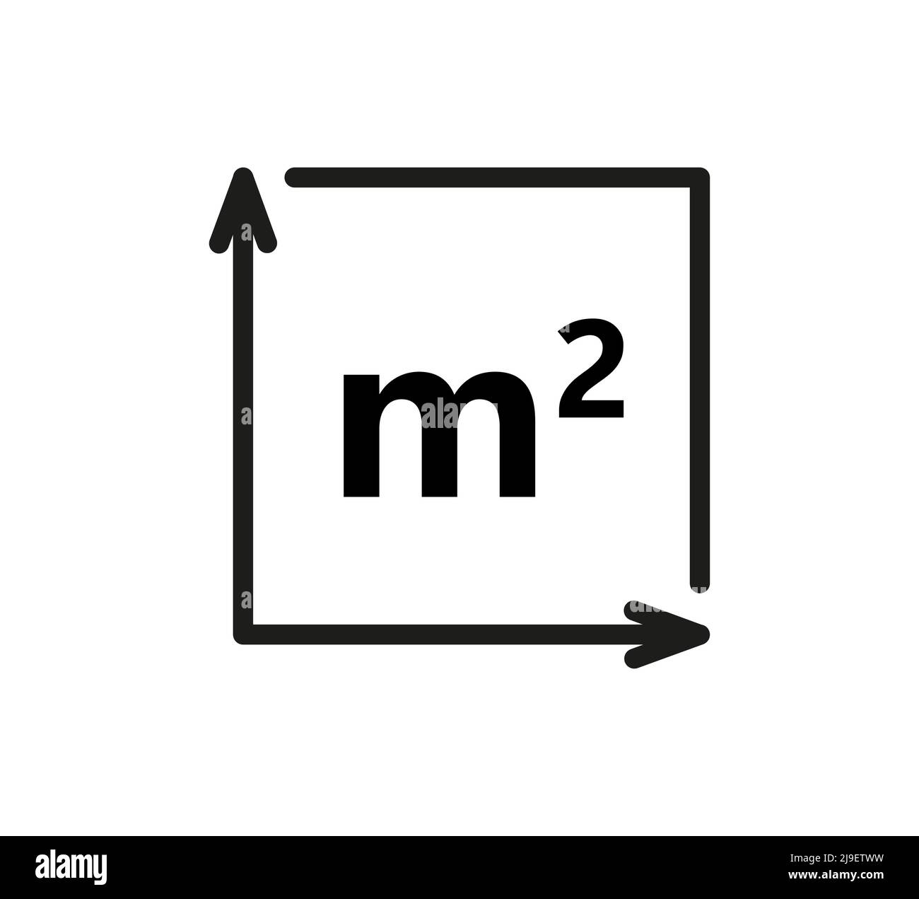 Icône mètre carré. m2 panneau. Surface plate en mètres carrés. Icône de  mesure de la surface terrestre. Placer le pictogramme de dimension.  Illustration vectorielle isolée sur Image Vectorielle Stock - Alamy