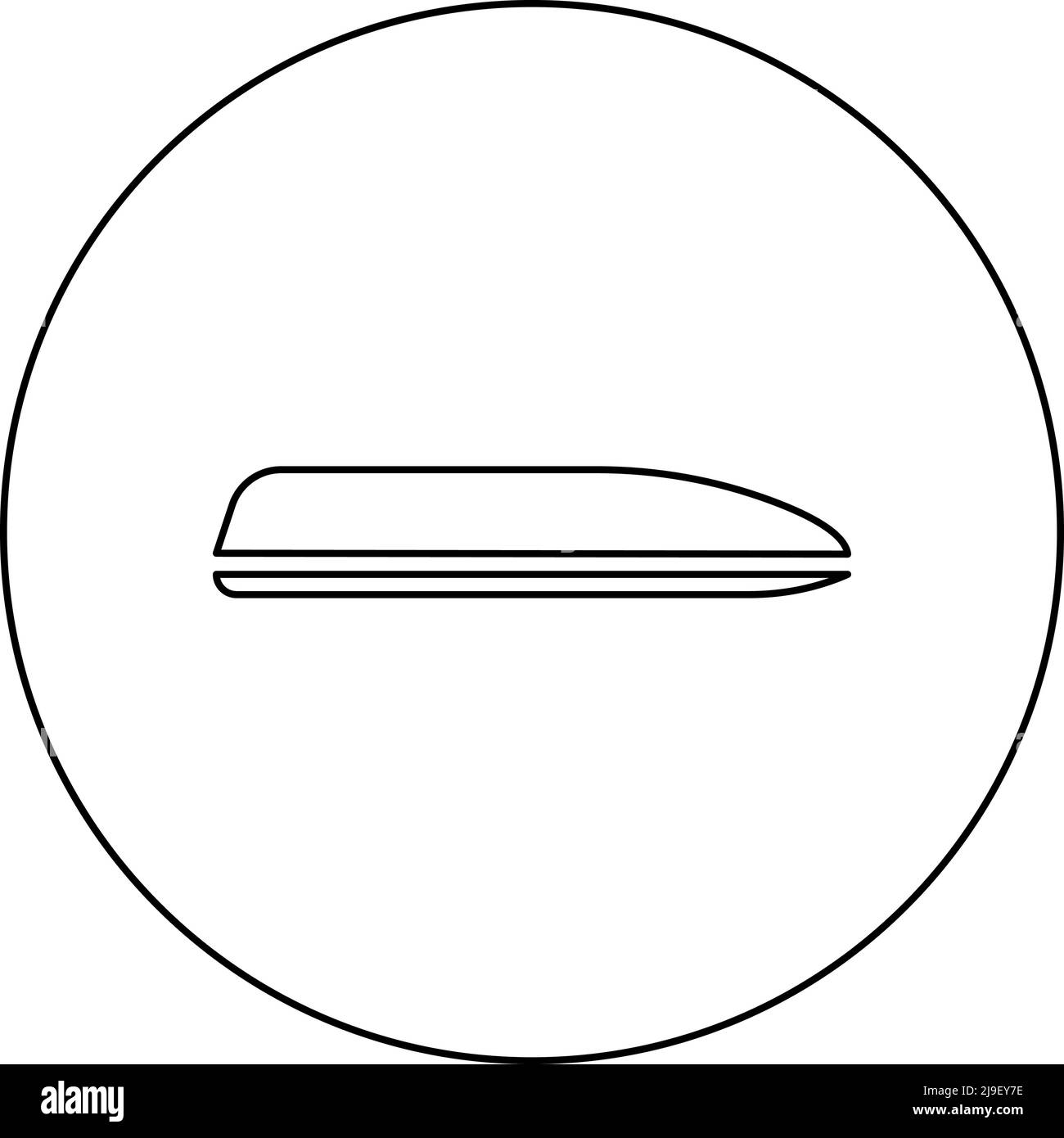 Couvercle de coffre de toit voiture pour le transport auto icône dans le cercle rond noir couleur vecteur illustration image contour ligne fine style simple Illustration de Vecteur