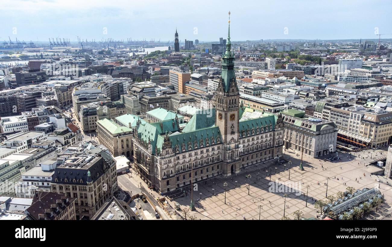 Hôtel de ville, Townhall Rathaus, Hambourg, Allemagne Banque D'Images