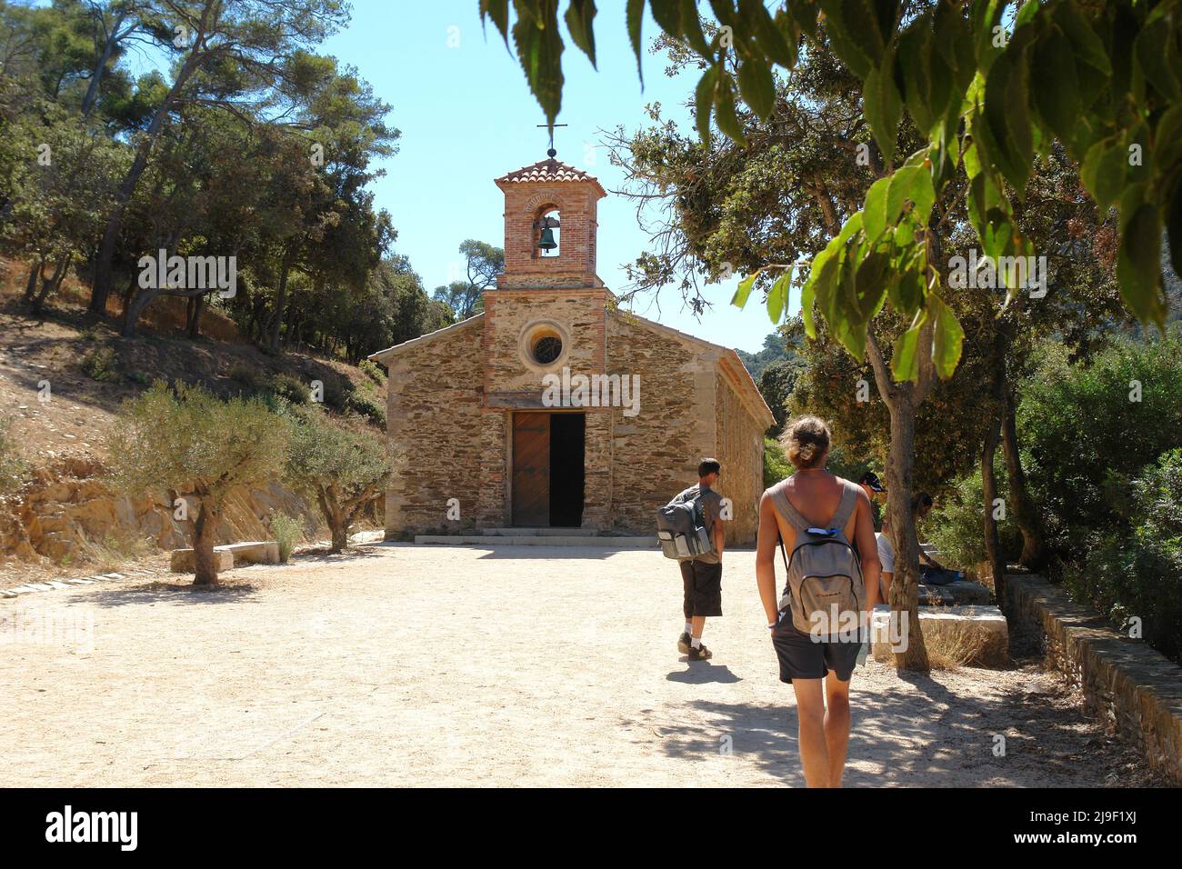 La chapelle Saint-Tropez, située sur l'île de Port Cros, qui fait partie des îles Hyères, est un parc national maritime protégé Banque D'Images