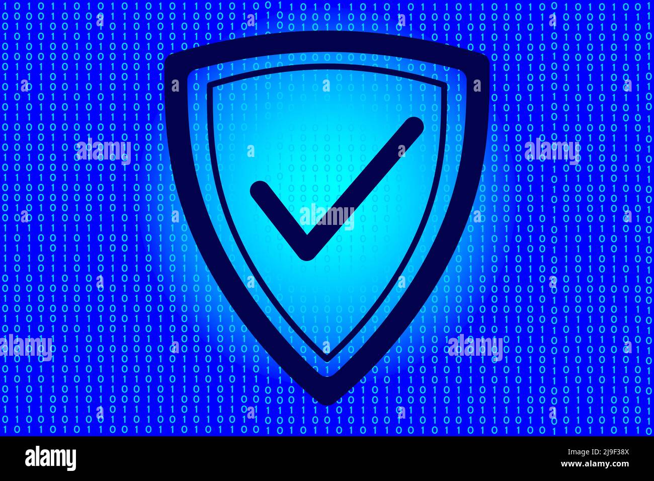 Concept de protection du réseau. Cybersécurité et protection des informations Web. Icône Shield sur fond de code binaire. Illustration vectorielle Illustration de Vecteur