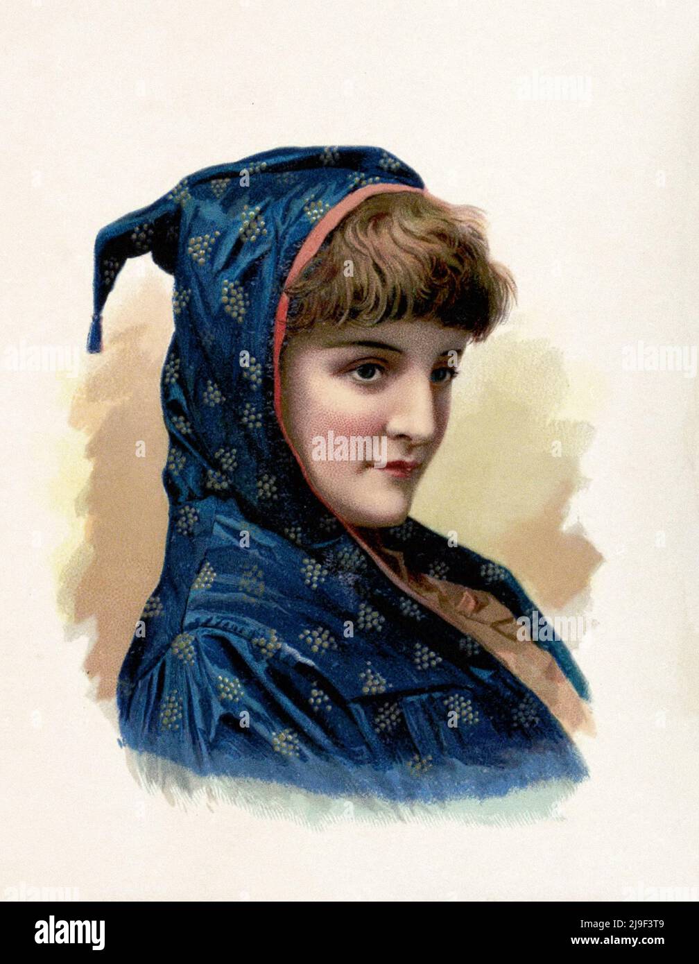 Lithographie de couleur d'Isabella Urquhart. Isabelle Urquhart (1865 – 1907) est une contralto et actrice américaine, notée pour ses performances en comique Banque D'Images