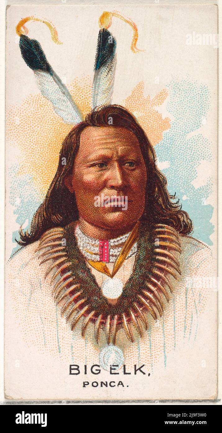 Carte de commerce vintage de Big Elk, Ponca, de la série American Indian Chiefs (N2) pour Allen & Ginter cigarettes Brands 1888 Banque D'Images