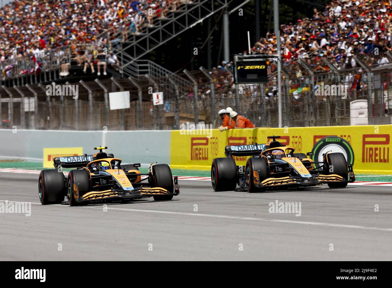 04 NORRIS Lando (gbr), McLaren F1 Team MCL36, action 03 RICCIARDO Daniel (aus), McLaren F1 Team MCL36, action pendant la Formule 1 Pirelli Grand Premio de Espana 2022, 6th tour du Championnat du monde de Formule 1 FIA 2022, sur le circuit de Barcelone-Catalunya, du 20 au 22 mai, 2022 à Montmelo, Espagne - photo: Xavi Bonilla/DPPI/LiveMedia Banque D'Images