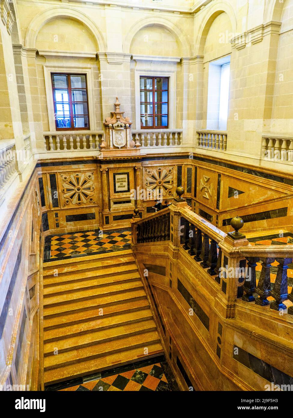 Escalier Archivio de las Indias - Séville, Espagne Banque D'Images