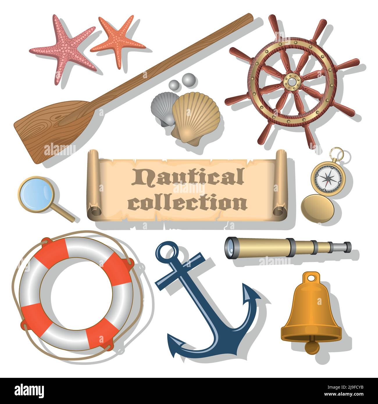 Collection d'éléments de conception nautique Illustration de Vecteur
