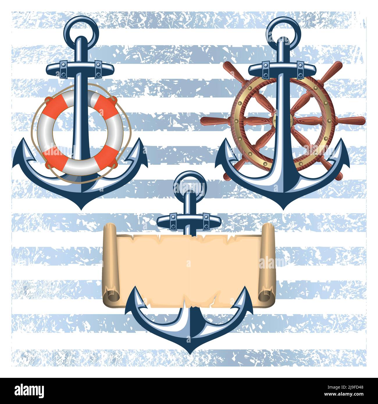 Collection d'éléments de conception nautique Illustration de Vecteur