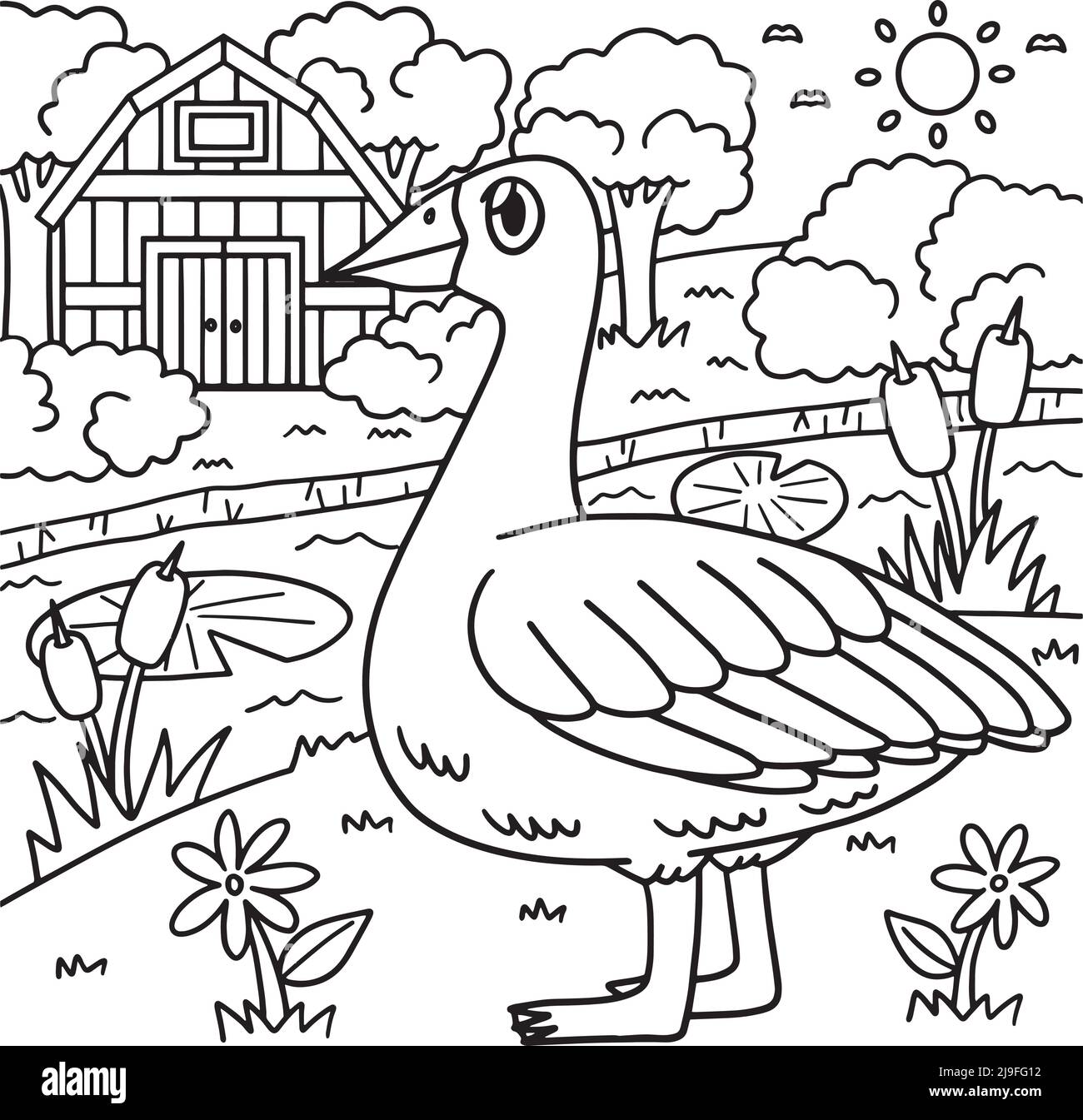 Page de coloriage d'oie pour enfants Illustration de Vecteur