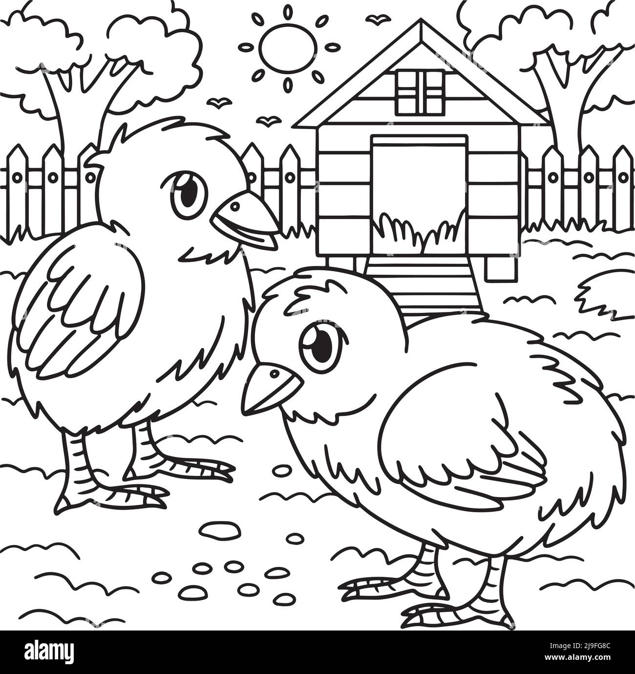 Page de coloriage de poussins pour enfants Illustration de Vecteur