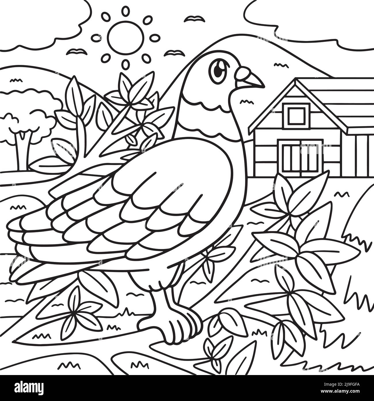 Pigeon coloriage page pour enfants Illustration de Vecteur