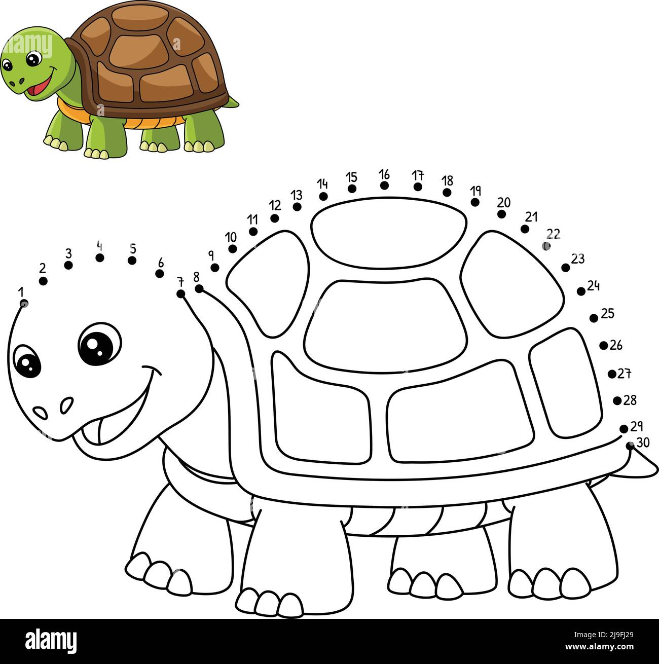 Page de coloriage de tortue point à point pour enfants Illustration de Vecteur