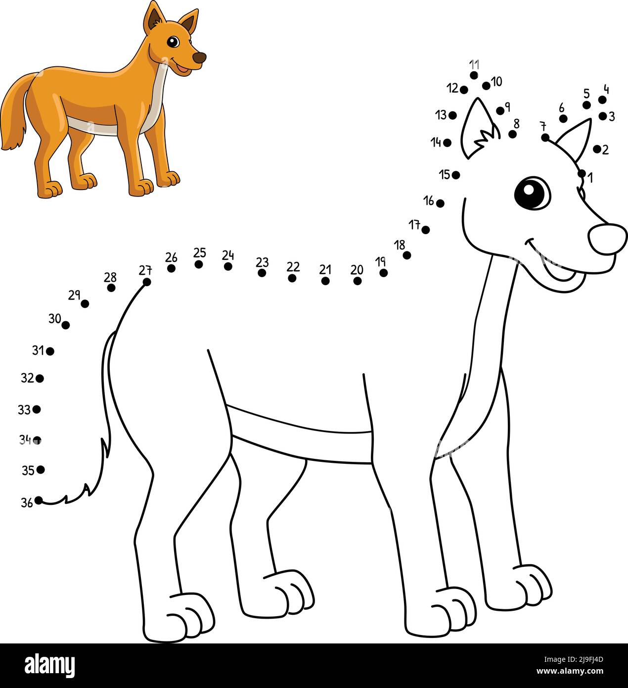 Page de coloriage pour animaux de dingue point à point pour enfants Illustration de Vecteur