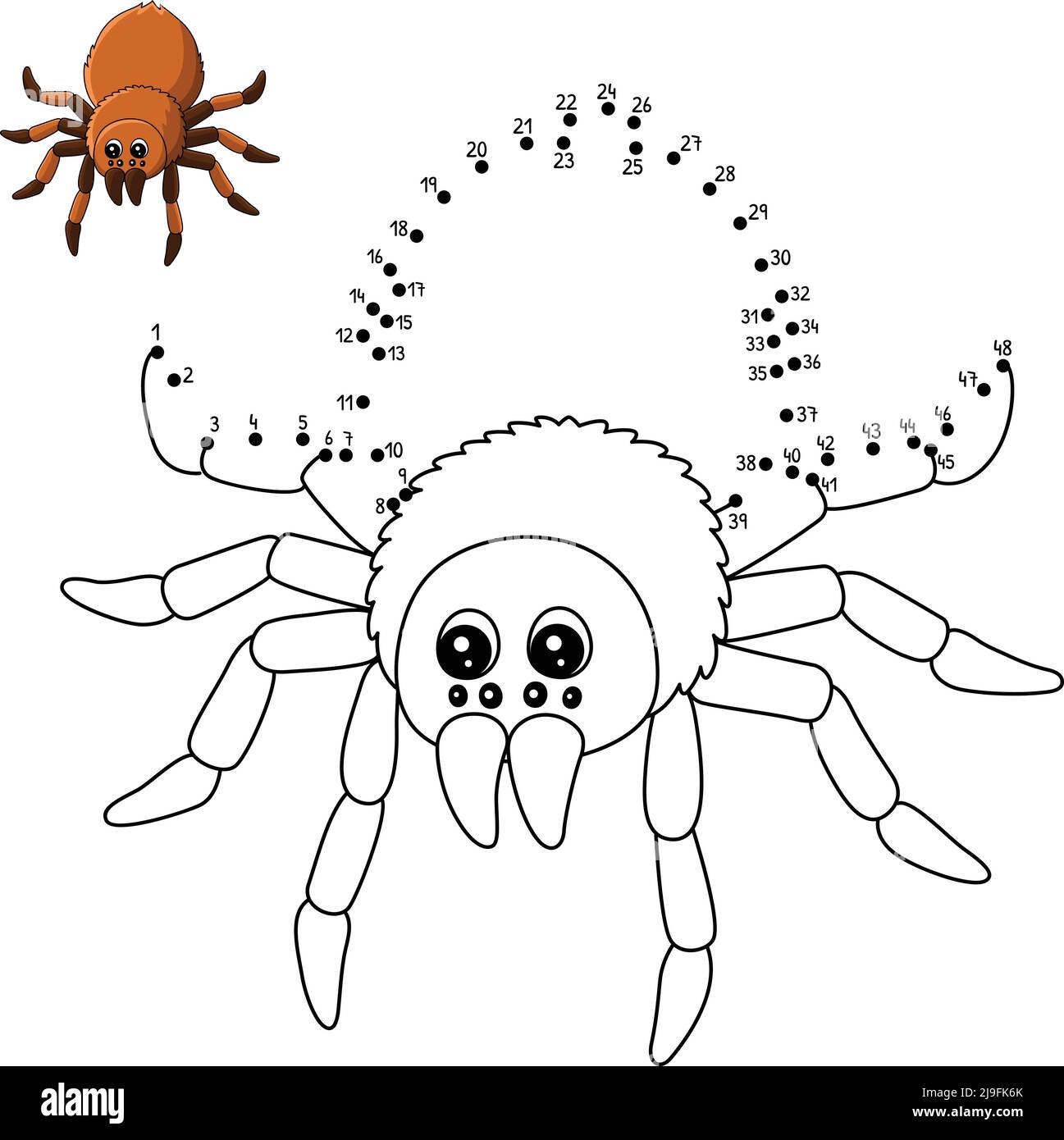 Page de coloriage animal de Tarantula point à point pour enfants Illustration de Vecteur