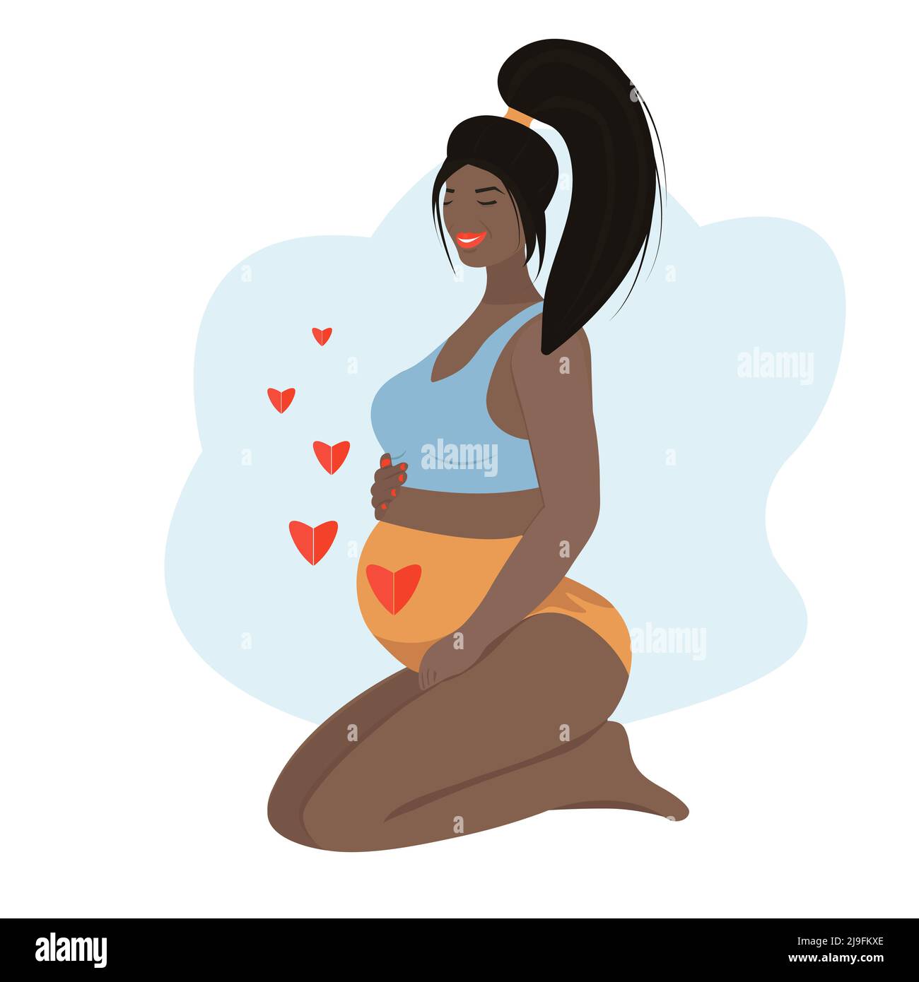 Femme enceinte noire, illustration faite dans des tons clairs Illustration de Vecteur