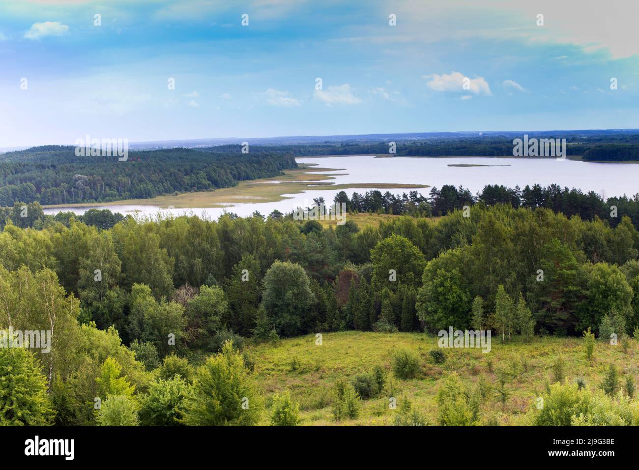 Vue panoramique sur le parc national du lac Braslav en Biélorussie. Banque D'Images