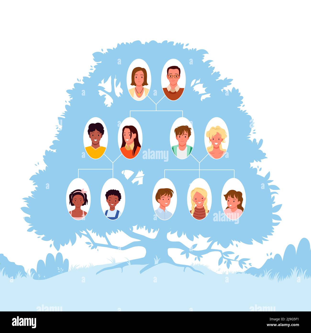 Diagramme de génération de l'arbre généalogique Illustration de Vecteur