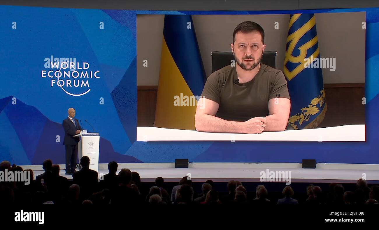 De Kiev, en Ukraine, le président ukrainien Volodymyr Zelensky a pris la parole devant le Forum économique mondial de 2002 à Davos, en Suisse. PHOTO: Bureau du Président de l'Ukraine Banque D'Images