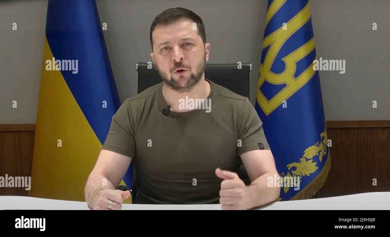 De Kiev, en Ukraine, le président ukrainien Volodymyr Zelensky a pris la parole devant le Forum économique mondial de 2002 à Davos, en Suisse. PHOTO: Bureau du Président de l'Ukraine Banque D'Images