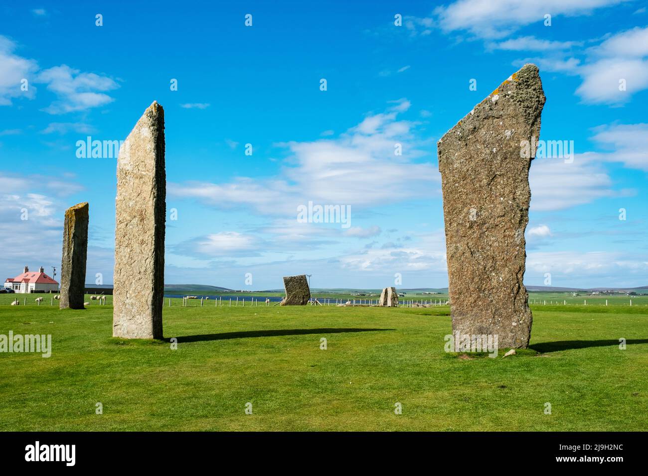 Pierres néolithique de Stenness, Orkney Island, Écosse. Banque D'Images