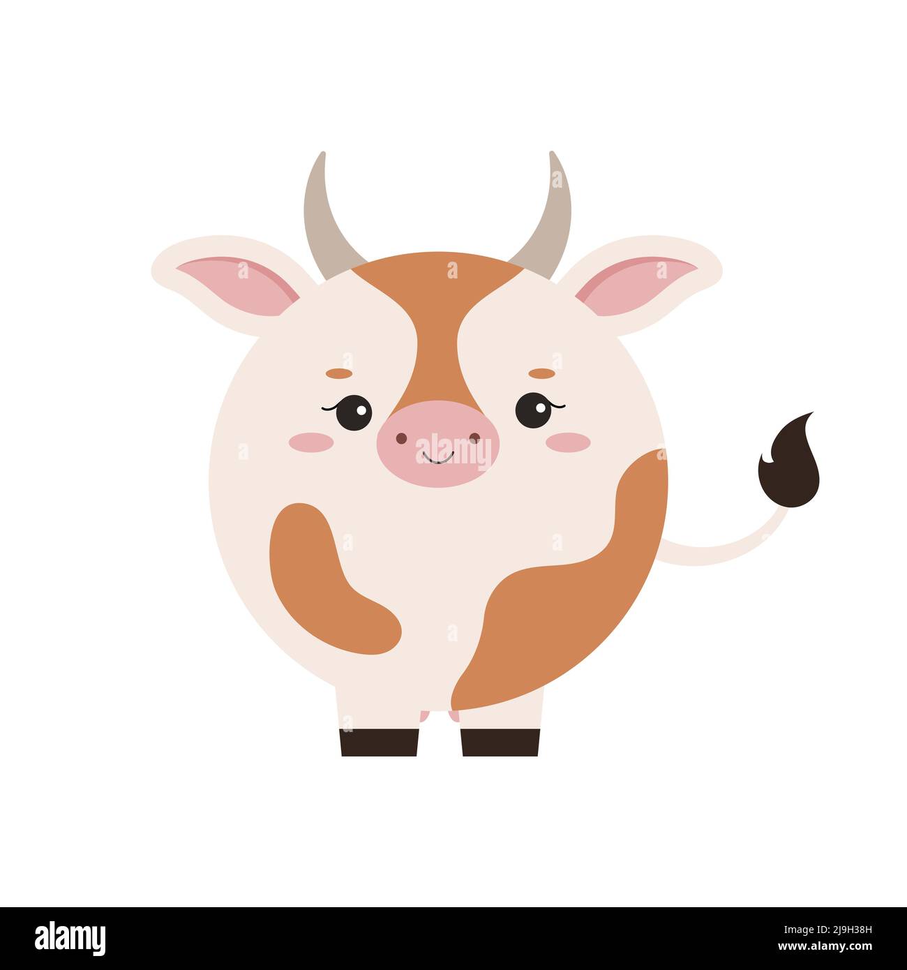 Icône de visage animal de vache de ferme de cercle isolée sur fond blanc. Illustration de Vecteur