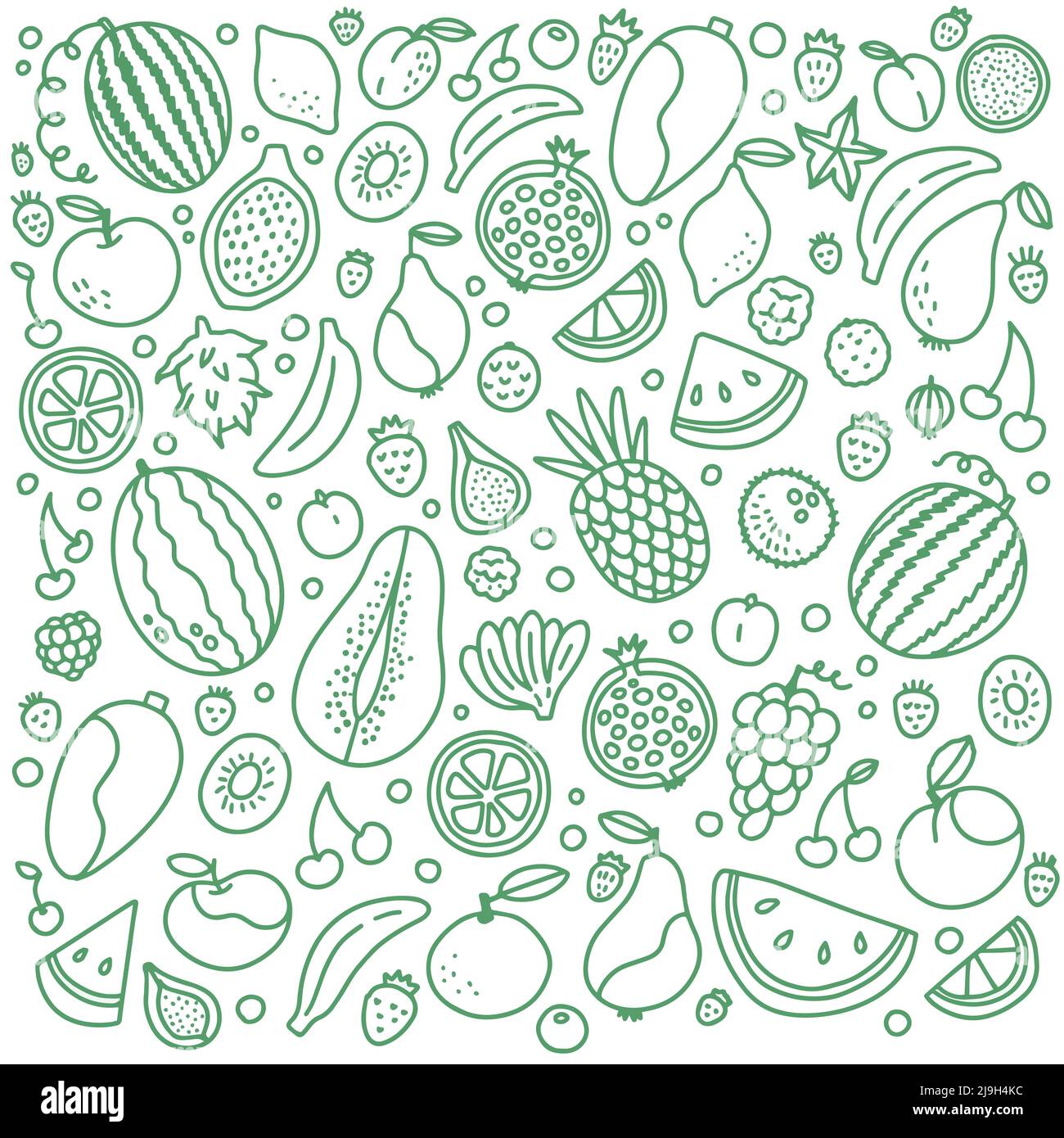 Ensemble de fruits et de baies vert Doodle vecteur Illustration de Vecteur