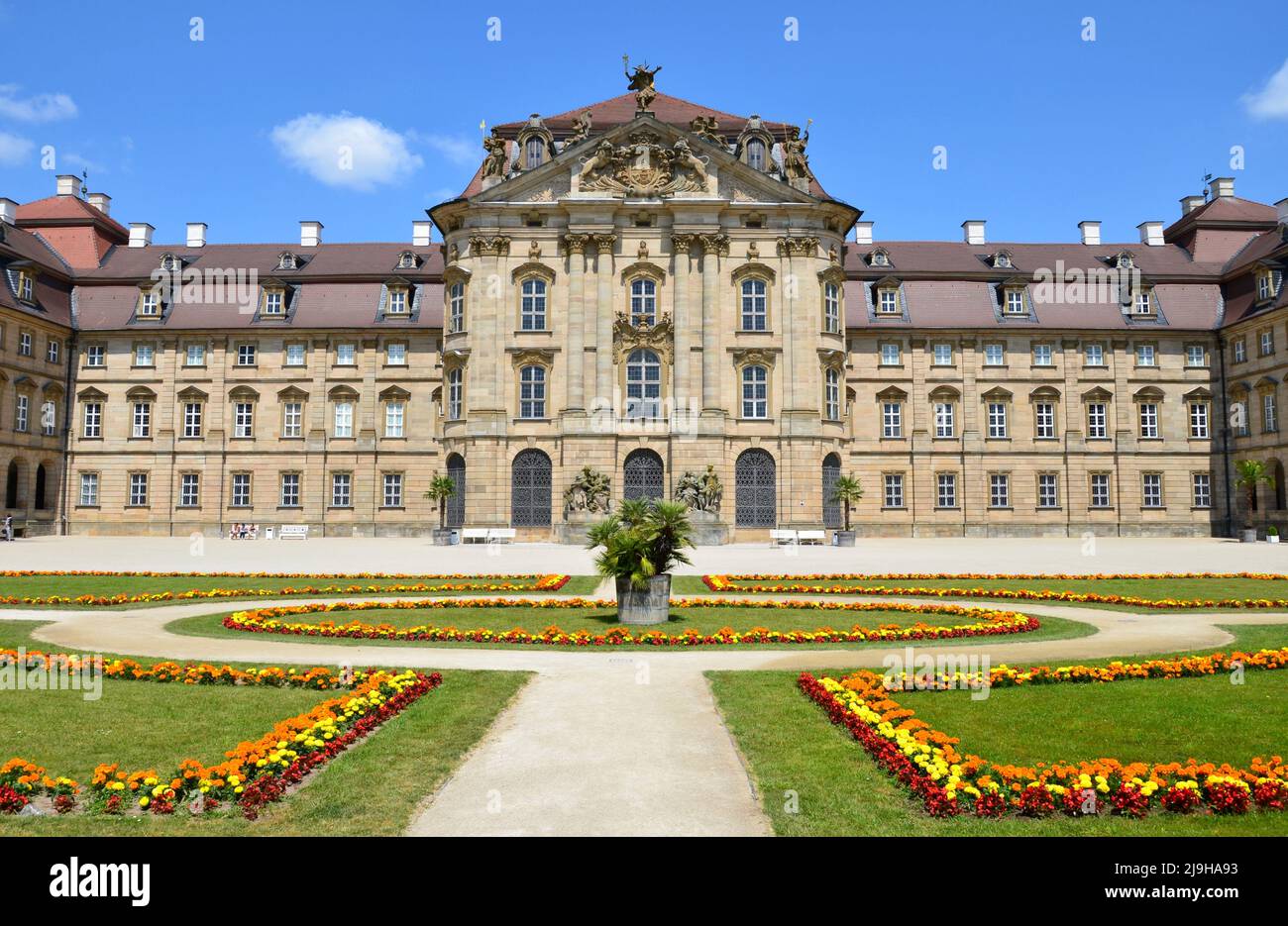 Schloss Weißenstein, résidence palatiale à Pommersfelden, conçue pour Lothar Franz von Schönborn, prince-évêque de Bamberg et archevêque de Mayence Banque D'Images