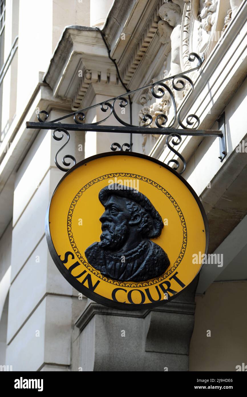 Panneau Sun court à Cornhill à Londres Banque D'Images