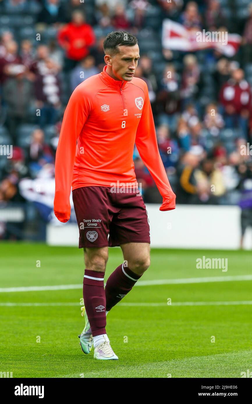 AARON McENEFF, jouant au cœur du Midlothian, (Hearts) lors d'une séance d'échauffement et d'entraînement à Hampden Park, Glasgow, Écosse Banque D'Images