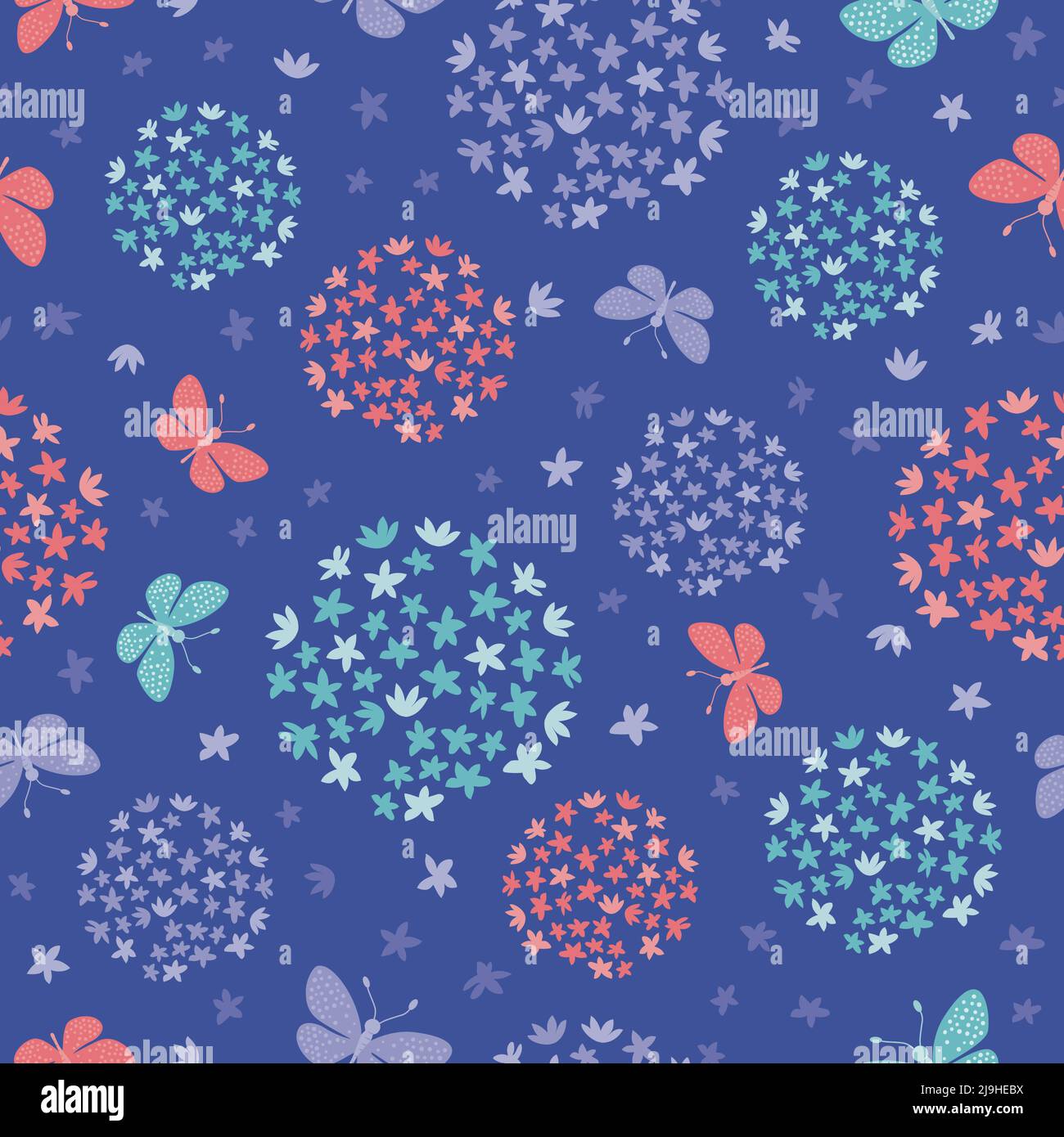 Fleurs d'Allium et papillons sur fond violet Illustration de Vecteur