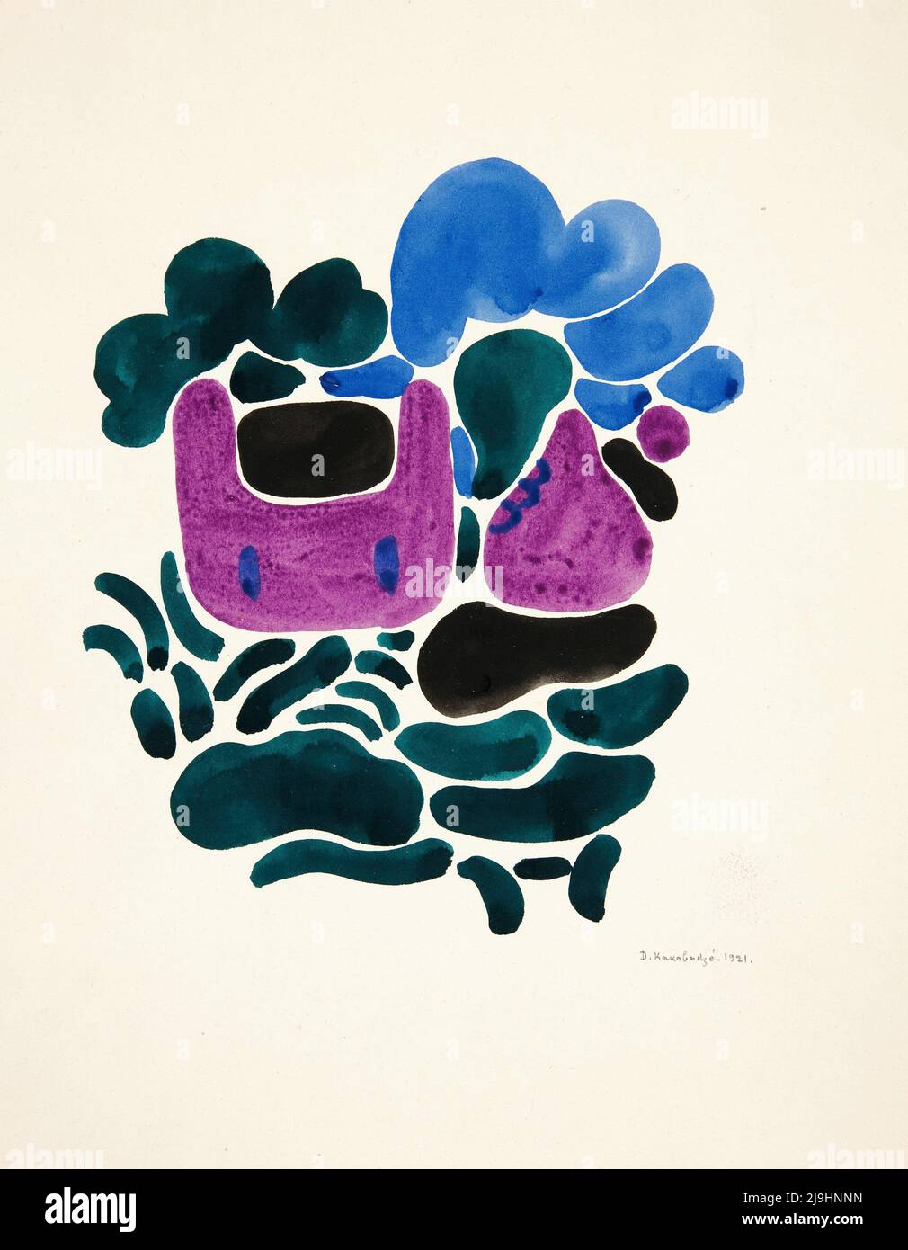 Art par David Kakabadzé - abstraction basée sur les formes florides, III (1921) Banque D'Images