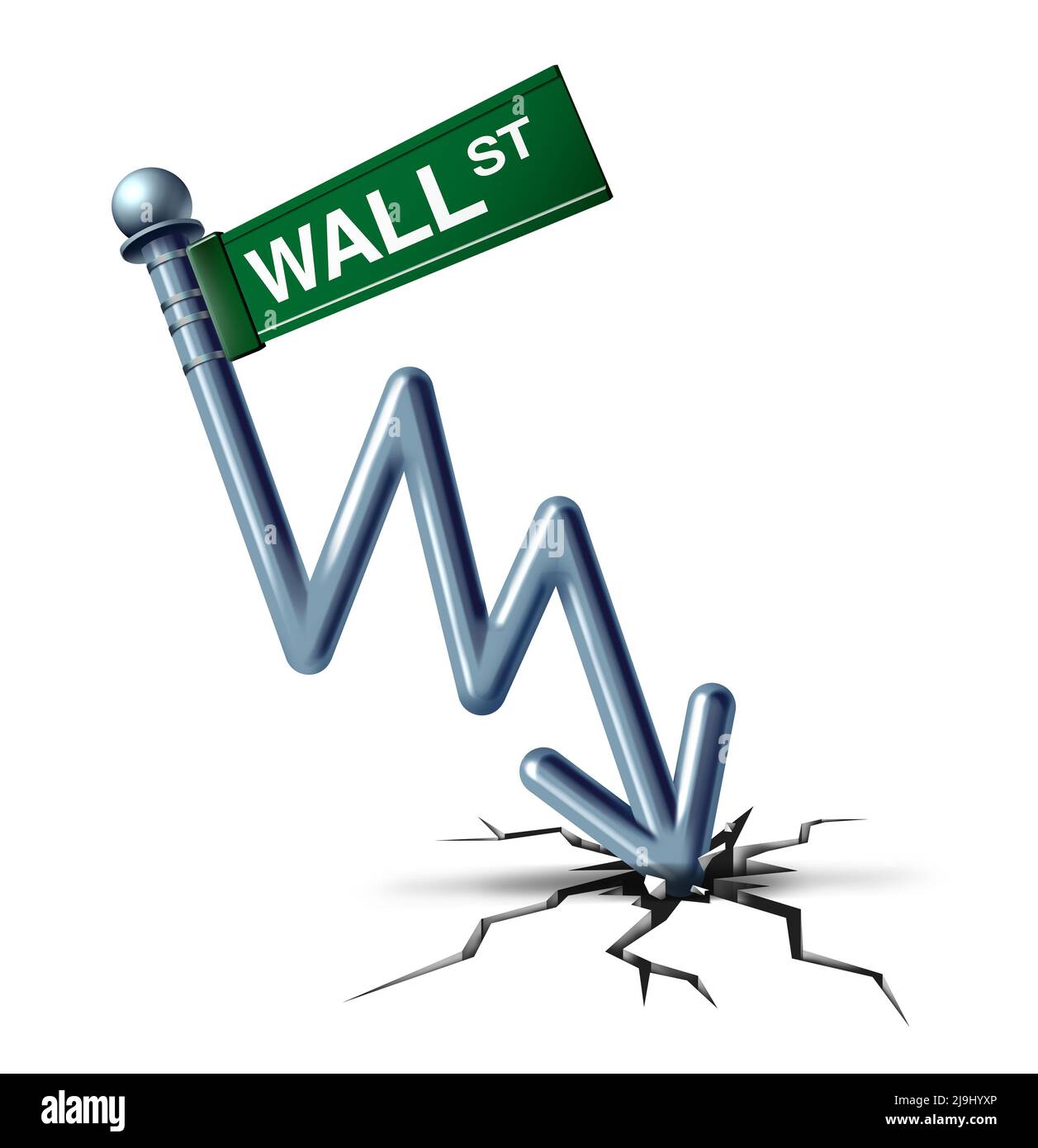 Wall Street crise et effondrement économique ou catastrophe financière et problème de crédit d'affaires symbole comme un concept de déclin du marché boursier. Banque D'Images