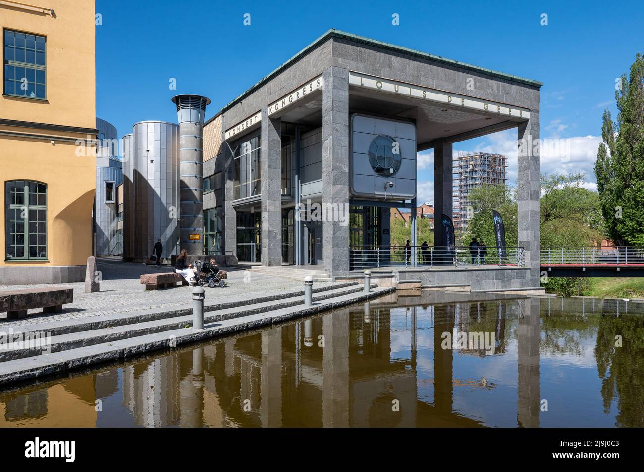 Salle de concert et de congrès Louis de Geer dans l'ancien paysage industriel de Norrköping, en Suède. Norrköping est une ville industrielle historique. Banque D'Images