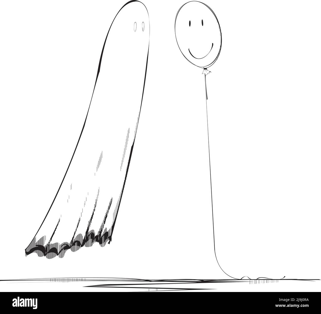 Un fantôme rencontre son compagnon d'âme de ballon Illustration de Vecteur