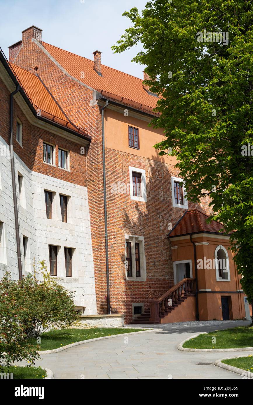 Une section du château de Wawel. Château royal de Wawel, Cracovie, Pologne. Banque D'Images