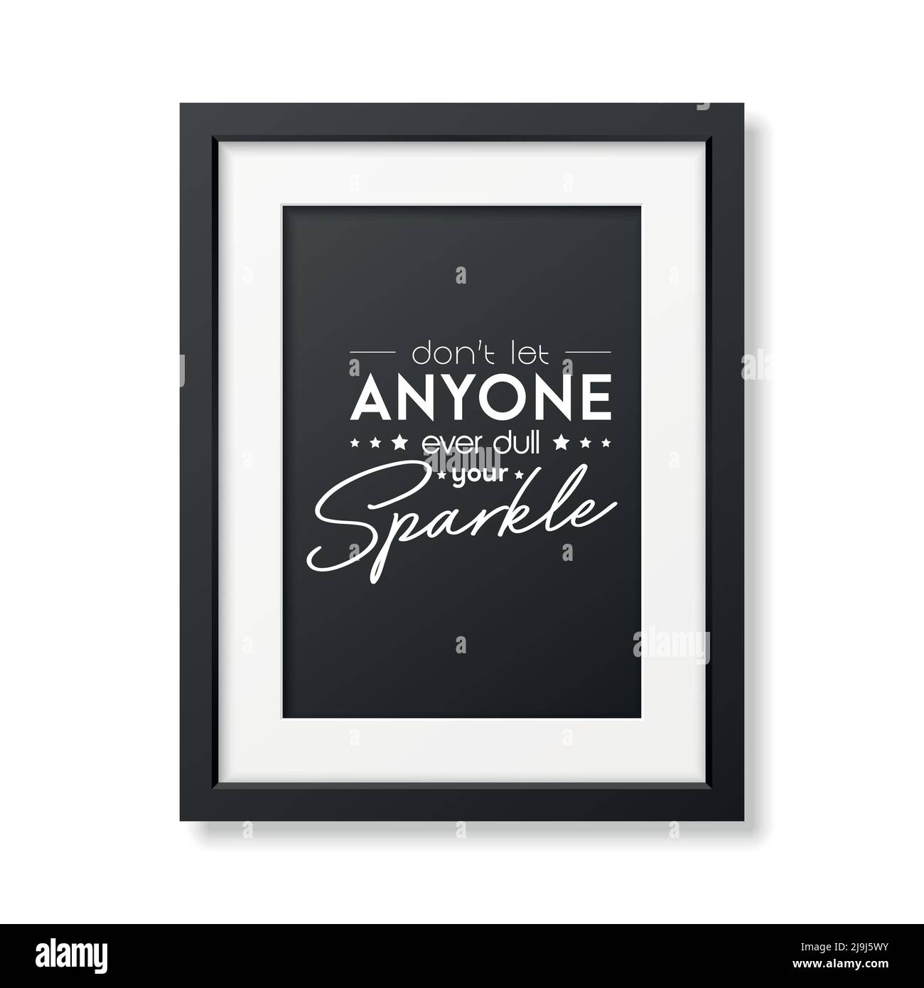 Ne laissez jamais quelqu'un ternir votre éclat. Citation typographique vectorielle, cadre noir moderne isolé. Pierres précieuses, diamant, étincelant, concept de joaillerie Illustration de Vecteur