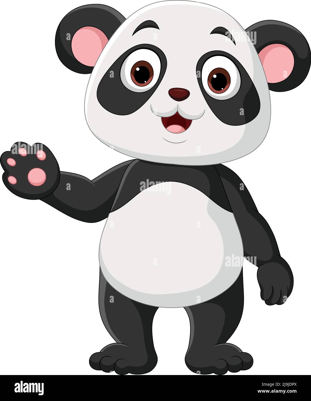 Dessin animé mignon petit panda en main Illustration de Vecteur