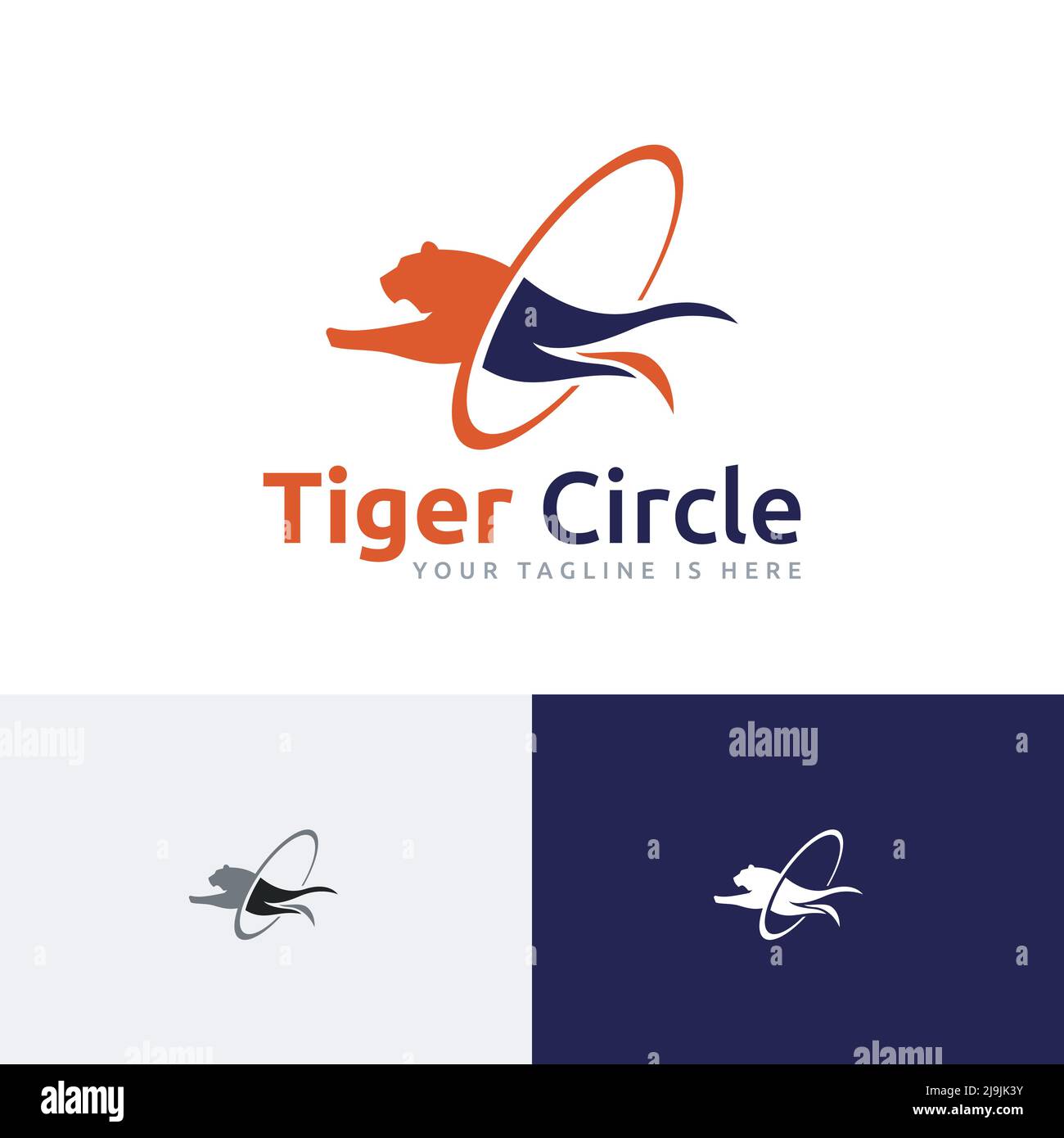 Logo abstrait animal sauvage de saut à boucle circulaire de tigre Illustration de Vecteur